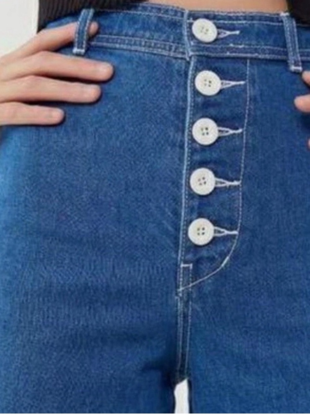 BDG Super Wide Leg Exposed Button Fly Cropped High Waisted Flare Jeans - 28 - Picture 3 of 14